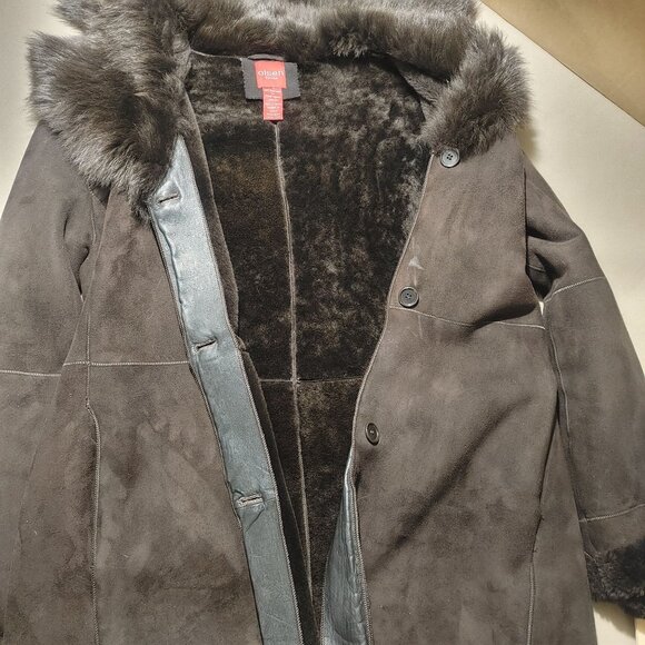 Olsen Europe Womens Lamb Fur Coat Size 10 Brown Shearling Button Closure Turkey - Picture 11 of 13